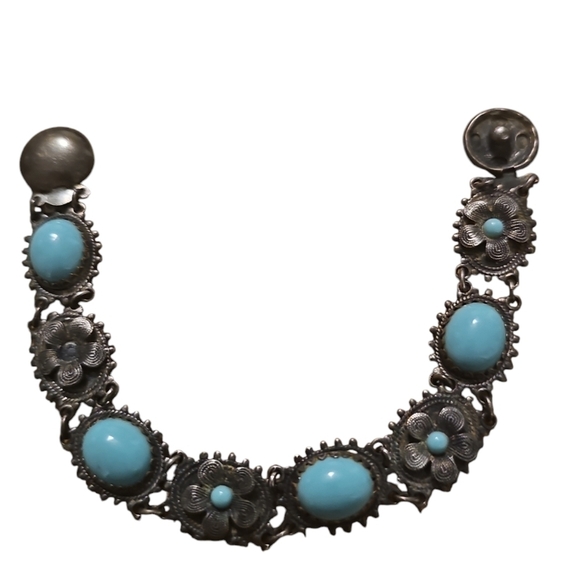 Fred Harvey Era 1940s Link Turquoise Bracelet - Picture 1 of 8